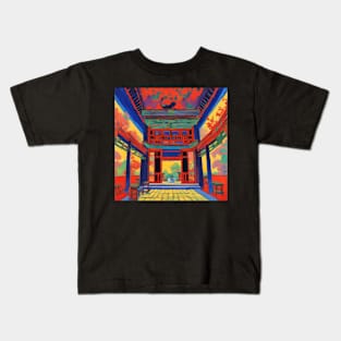 interior of japanese temple in fauvism artsyle Kids T-Shirt